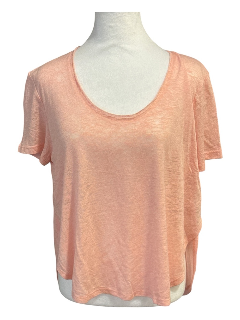 Women's Scoop Neck Short Sleeve Top - Peach